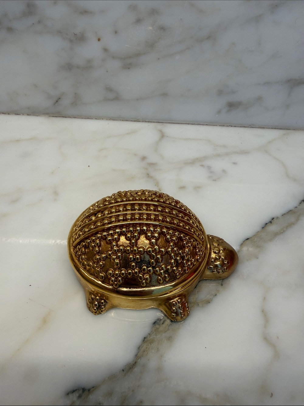 Gold Turtle Trinket Box - Decorative Jewelry Case